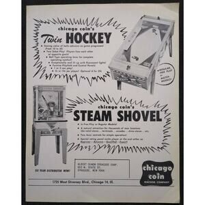Steam Shovel & Twin Hockey Arcade FLYER Digger Game 1956 Original NOS